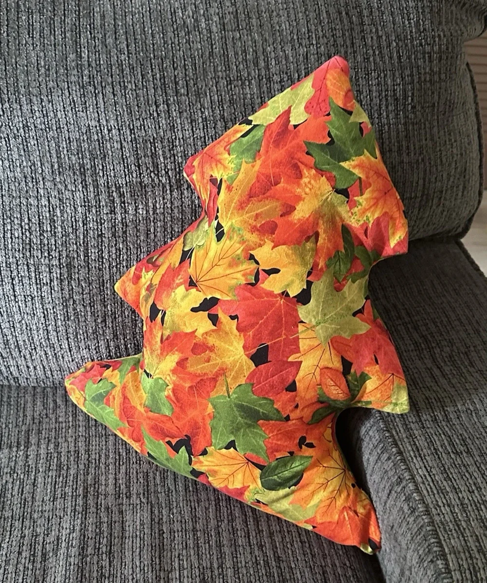 Handmade Tree Fall Accent Decor Pillow Orange Leaves 16